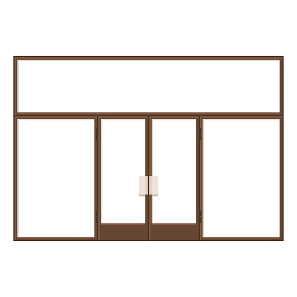 Wood Shopfront with Large Black Blank Windows. Vector - Vector, Image