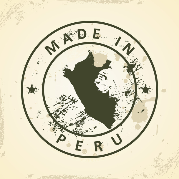 Stamp with map of Peru - Vector, Image