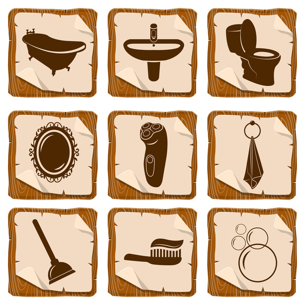 Набор иконок для ванной комнаты
 - Вектор,изображение