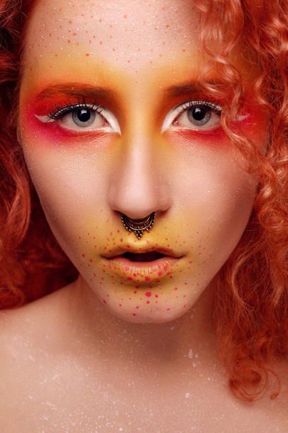 Beautiful Woman with Red Hair and bright makeup - Photo, Image