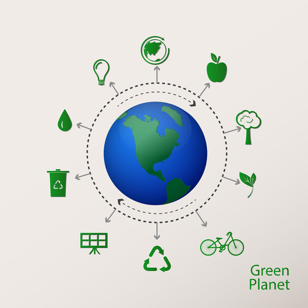Green Planet Konzept  - Vektor, Bild
