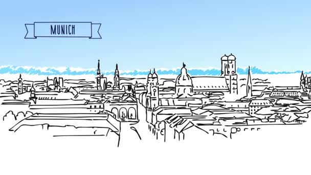 Munich Skyline avec Alpes en Arrière-plan Animation
 - Séquence, vidéo