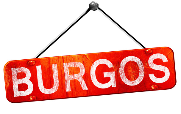 Burgos, 3D rendering, a red hanging sign - Fotografie, Obrázek