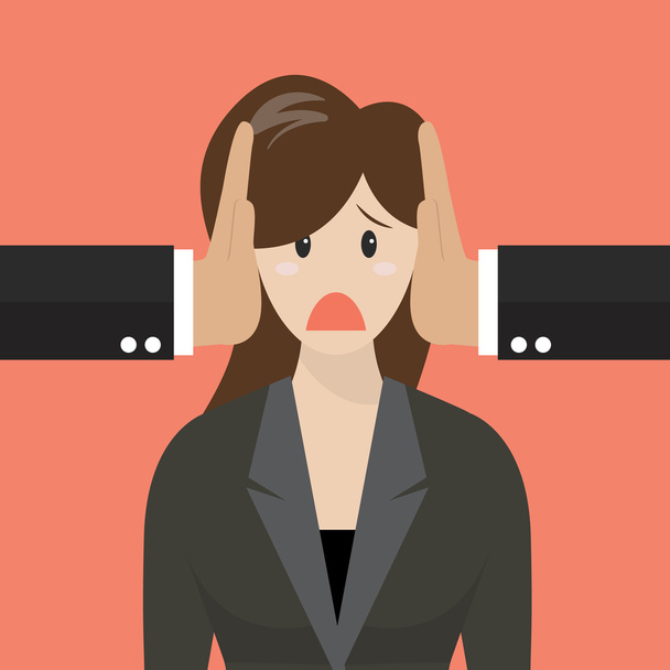 Business woman was covered ears by other man - Vector, Image