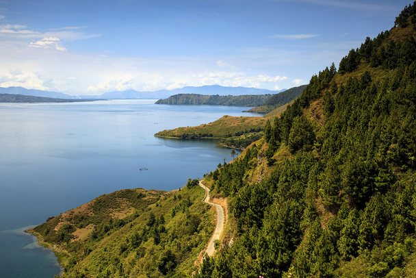 beautiful view and blue sky on the lake Toba - Photo, Image