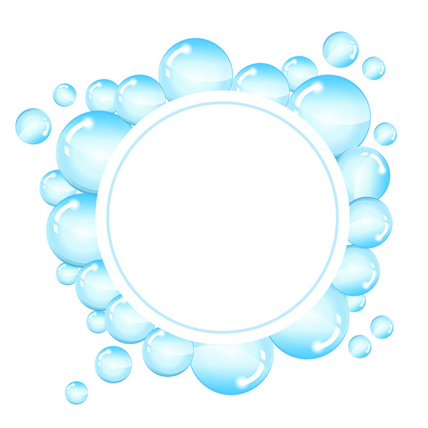 Marco de burbujas para texto. Fondo redondo con burbujas de jabón brillante y espacio para texto
 - Vector, imagen
