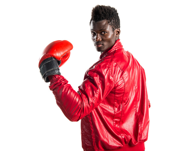 Black man with boxing gloves - Фото, изображение