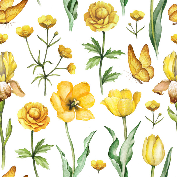 Watercolor flowers pattern - Foto, Bild