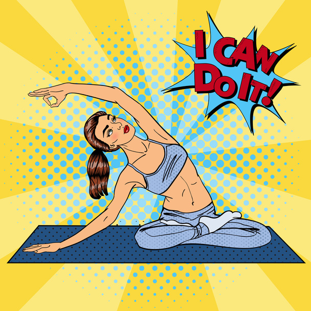 Woman in Yoga Pose. Woman Doing Yoga Exercises. Pop Art. Vector  illustration - Vector, Image