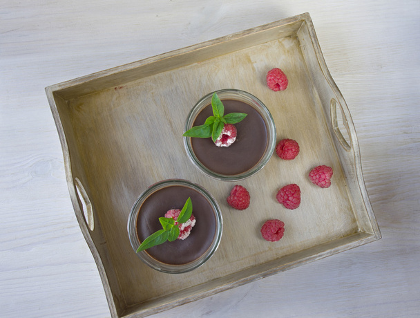 chocolate mousse and raspberry - Photo, Image