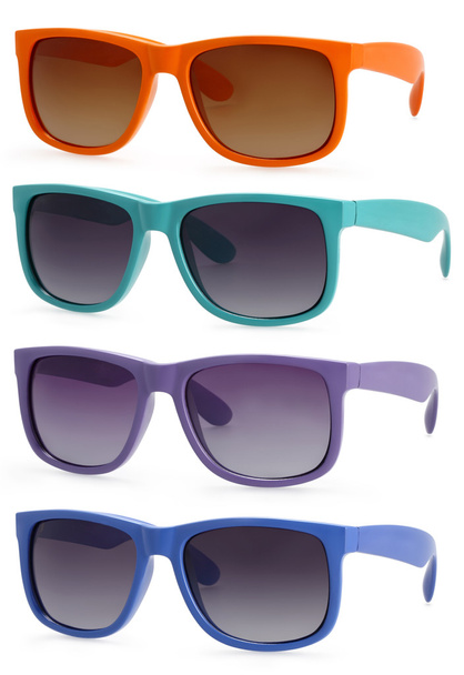 óculos de sol isolados em fundo branco em várias cores
 - Foto, Imagem