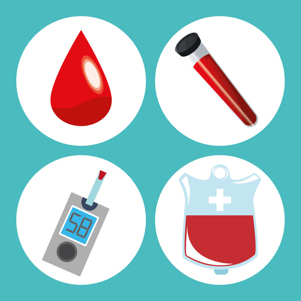 Δωρεά αίματος σχεδιασμό, ιατρική και υγειονομική περίθαλψη έννοια - Διάνυσμα, εικόνα