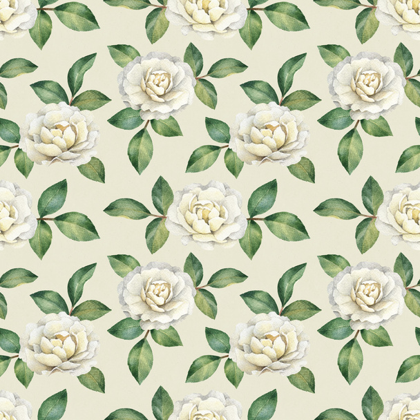 Watercolor rose flowers pattern - Zdjęcie, obraz