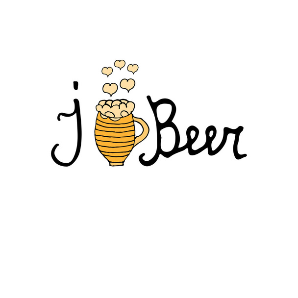 Accueil bière brassée maison bière artisanale J'aime bière brasserie boisson alcool dessin à la main inscription de vacances lettrage
 - Vecteur, image