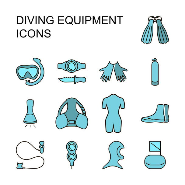 Комплект оборудования для подводного плавания
 - Вектор,изображение