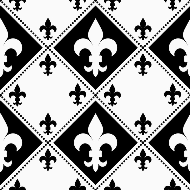 Black and white alternating Fleur-de-lis with small - Διάνυσμα, εικόνα