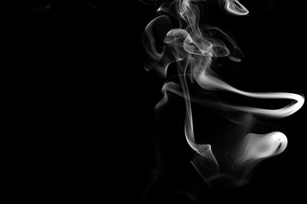 Abstract white smoke on black background - Фото, изображение