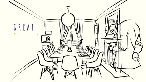 Serveuse avec un plateau de flûte de champagne dans un restaurant
 - Séquence, vidéo