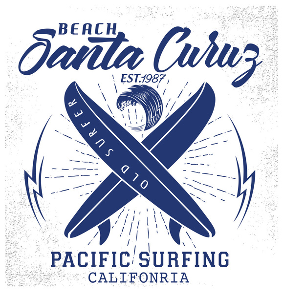 Типография для серфинга, графика футболок
 - Вектор,изображение