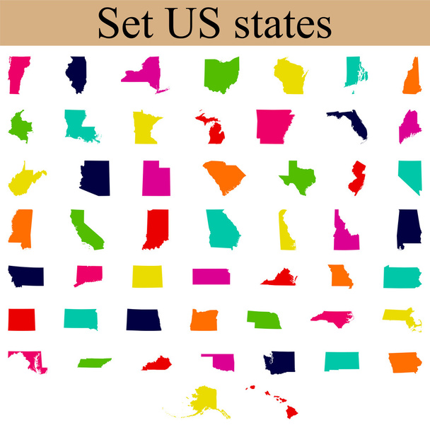 conjunto de mapas estatales de Estados Unidos
 - Vector, Imagen
