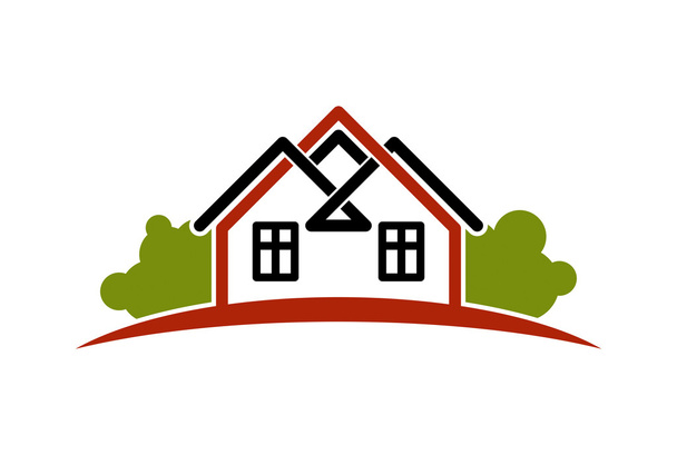 Абстрактные дома с символом горизонтальной линии
 - Вектор,изображение