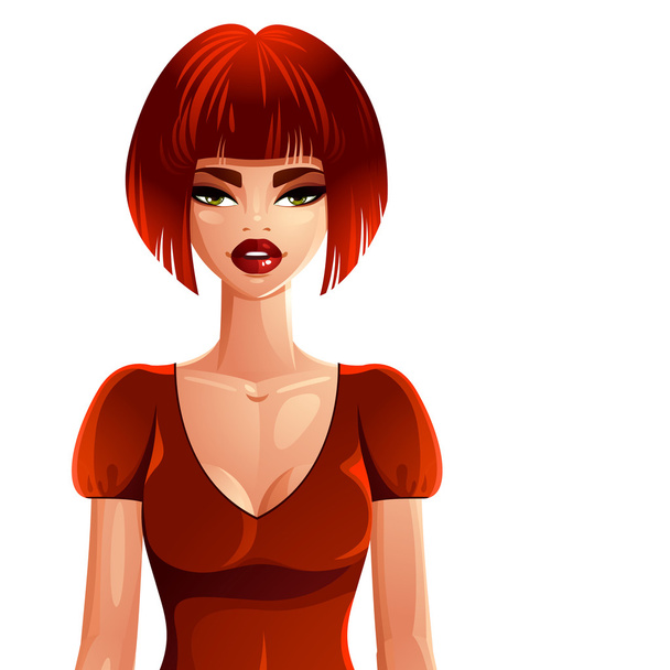 Young pretty lady with fashionable haircut - Vector, afbeelding