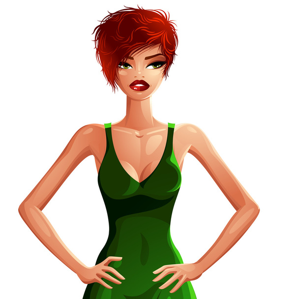 Young pretty woman with stylish haircut - Vector, Imagen