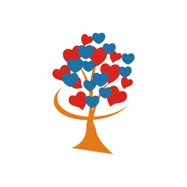 дизайн логотипа дерева символа любви вектор символов
 - Вектор,изображение