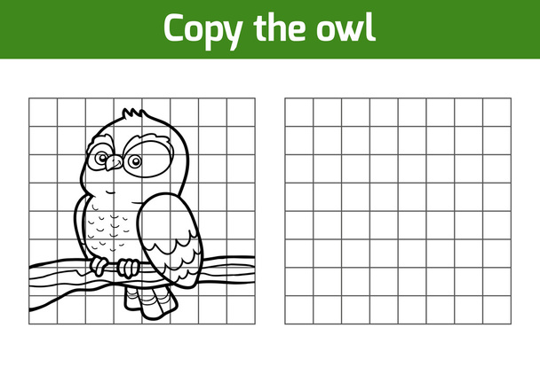 Copy the picture for children. Animal characters, owl - Vector, Image