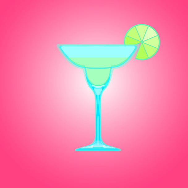 Margarita cocktail glass with lime. - Vecteur, image