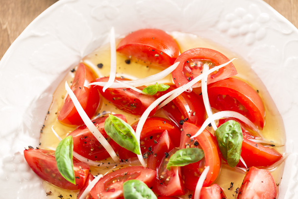 The combination of olive oil to cut tomatoes - Photo, Image