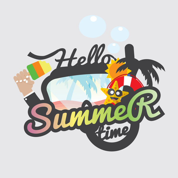 Hello Summertime Badge Design Vector Illustration. - Vektor, Bild
