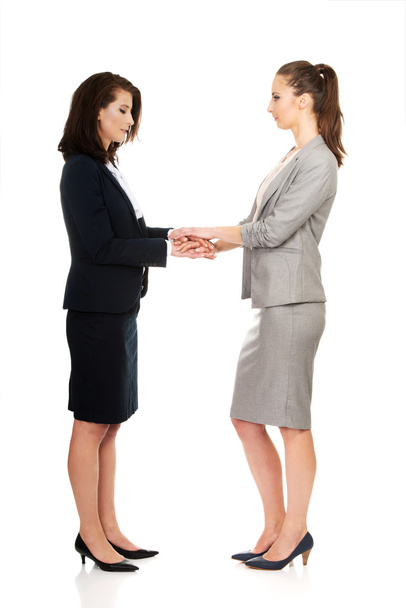 Two businesswomen holding their hands together. - Photo, Image