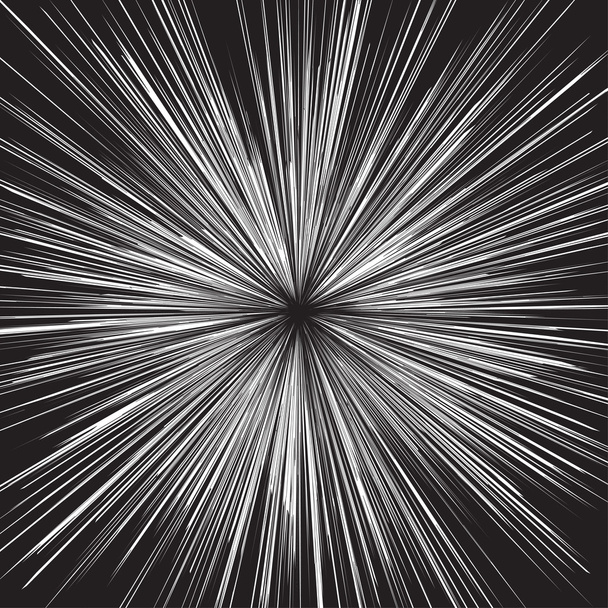 Képregényt fekete-fehér sugárirányú vonalak - Vektor, kép