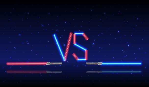 Niebieski i czerwony Neon Versus Logo. - Wektor, obraz