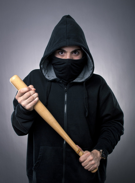 Young hooligan with baseball bat - Foto, afbeelding