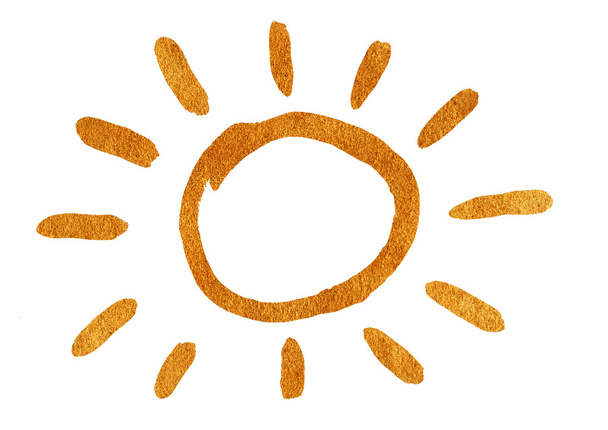 Grunge golden sun χέρι που χρωματίζεται με μια βούρτσα. - Φωτογραφία, εικόνα