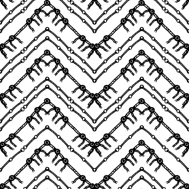 Hand drawn tribal pattern. Zigzag and stripe line. - Vector, Image