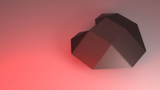 3D-rendering van hart van staal in rood licht - Foto, afbeelding