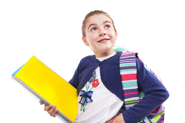student girl standing with notebooks and backpack  - Photo, image
