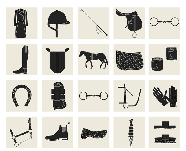 horse riding black icons - Vector, Image