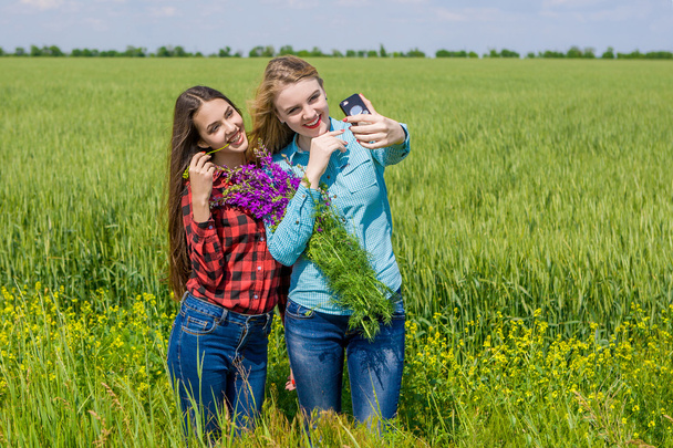 Friends making selfie - Фото, изображение