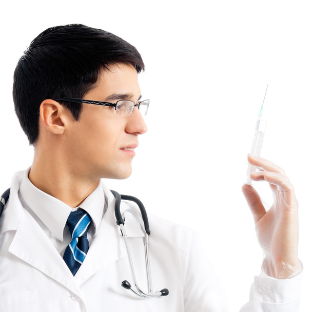 Doctor with syringe, isolated - Фото, зображення
