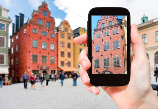 Touristenfotos altes Haus in Stockholm - Foto, Bild