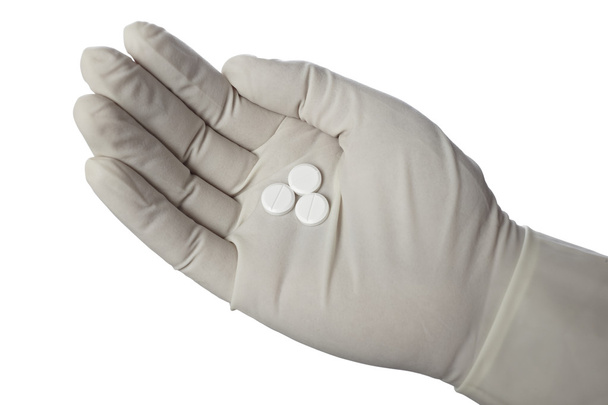 tabletki tabletki medycyna opieki zdrowotnej ręka rękawiczka - Zdjęcie, obraz