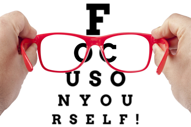 focusing on yourself arranged as eye chart test - Photo, Image