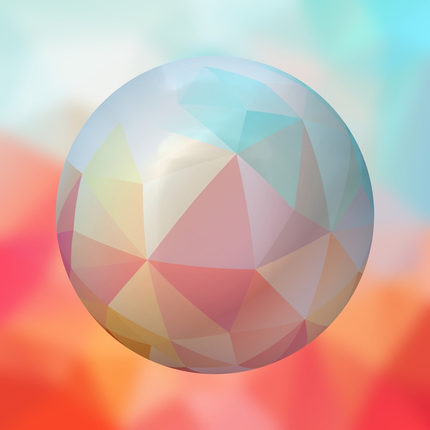 стеклянная сфера с рисунком полигона на размытом фоне - пастельно-розовый и синий цвета - 3D рендеринг
 - Фото, изображение