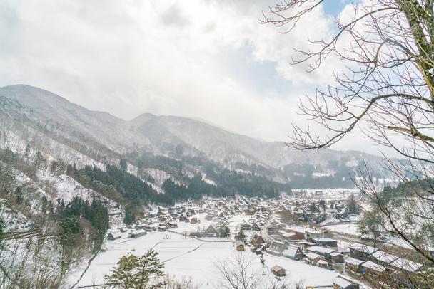 beautiful village in winter mountains - Photo, image