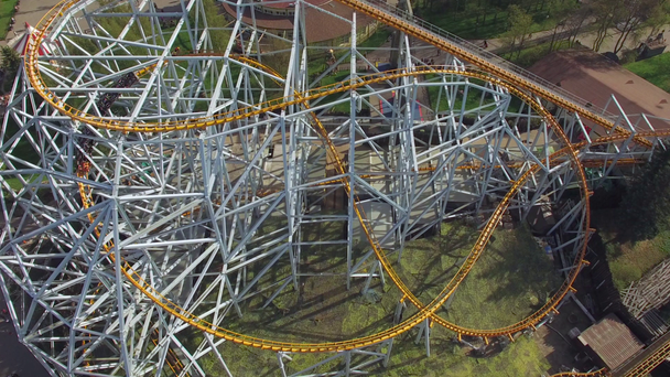 Roller Coaster in Amusement Park - Footage, Video