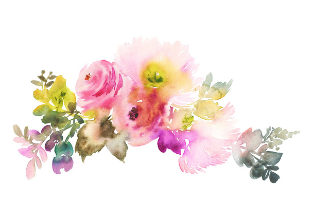 Flowers watercolor illustration - Zdjęcie, obraz
